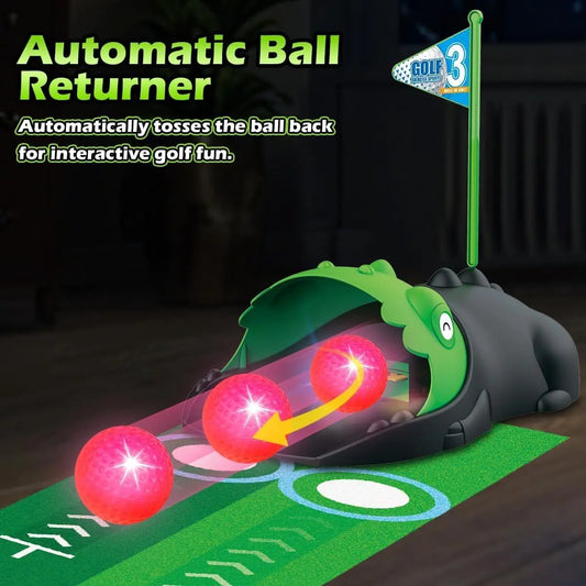 Kids Toy Golf Set Auto Returner, Night Light Mini Golf Game. Indoor, Outdoor Sports