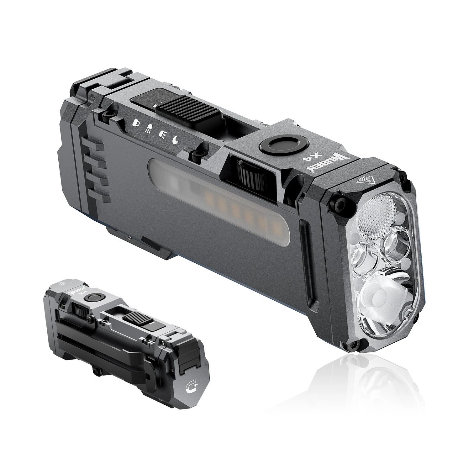 WUBEN X4 EDC Flat Flashlight with RGB Light, 1500 Lumens Mini Flashlight with Tactical Switch and Magnetic,