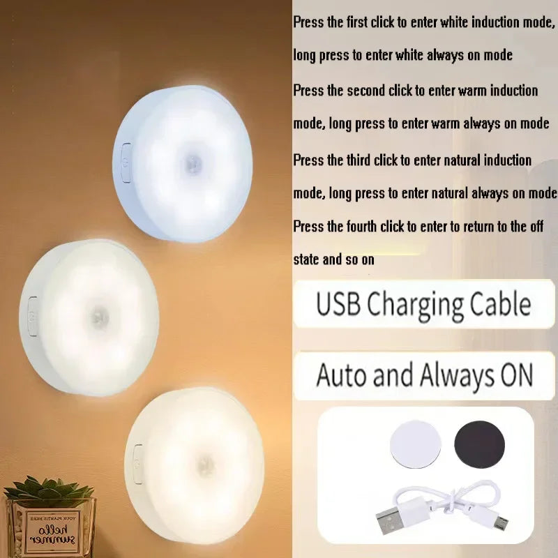 Motion Sensor LED Night Light – USB Rechargeable Wireless Closet Light