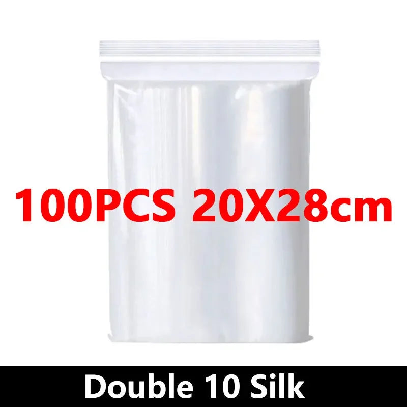 100PCS Thicken Ziplock Sealed Bags – Clear PA+PE Plastic Storage for Jewelry, Food & Packing