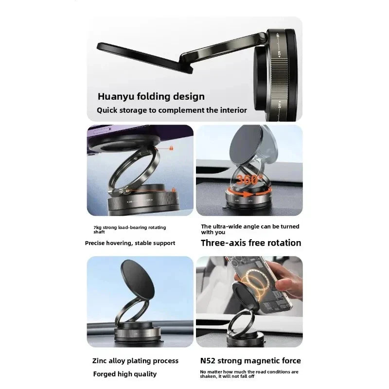 Vacuum Suction Magnetic Phone Mount – Adjustable Swivel Lock Windshield Holder