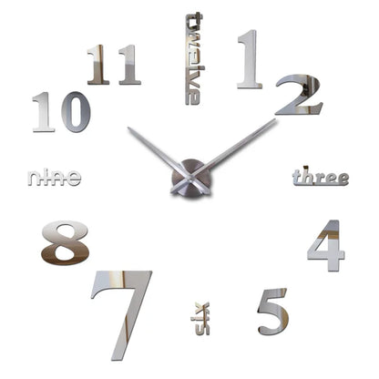 Creative Frameless DIY Wall Clock Wall Decal Home Silent Clock Living Room Office Wall Decoration