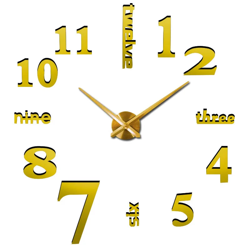Creative Frameless DIY Wall Clock Wall Decal Home Silent Clock Living Room Office Wall Decoration