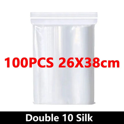 100PCS Thicken Ziplock Sealed Bags – Clear PA+PE Plastic Storage for Jewelry, Food & Packing