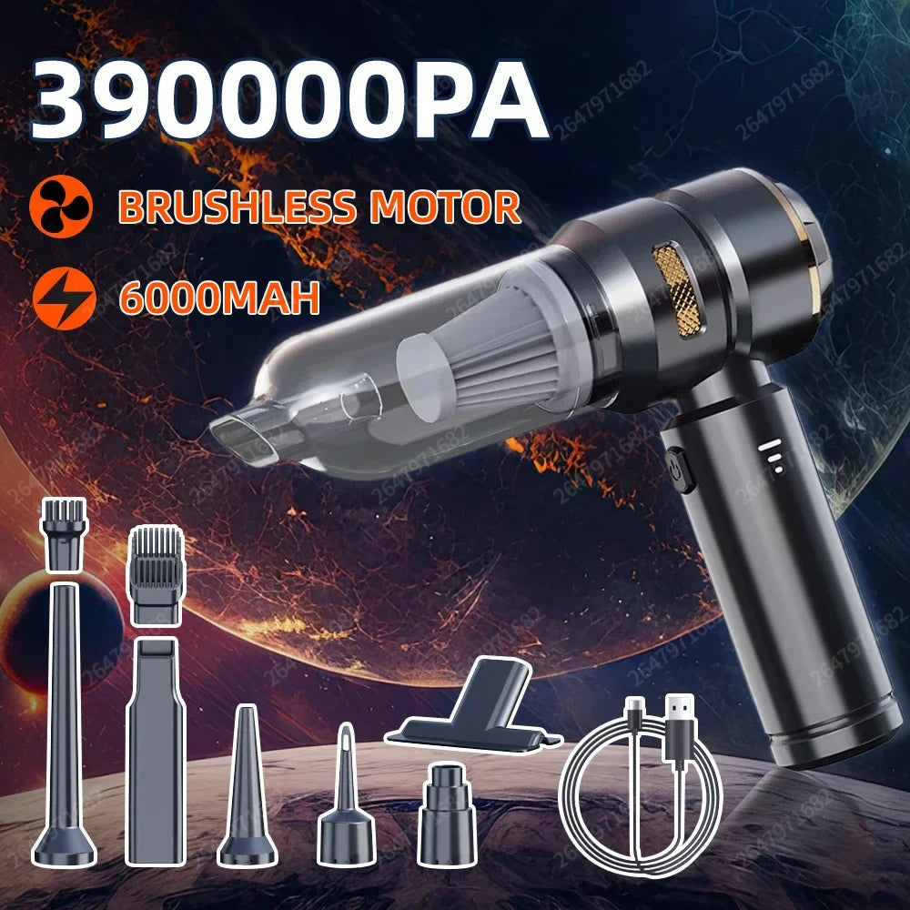 SUITU Wireless Car Vacuum Cleaner – 390000PA Brushless Handheld Mini Vacuum & Air Duster