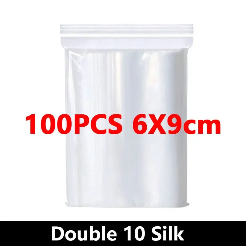 100PCS Thicken Ziplock Sealed Bags – Clear PA+PE Plastic Storage for Jewelry, Food & Packing