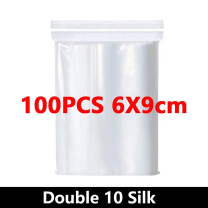 100PCS Thicken Ziplock Sealed Bags – Clear PA+PE Plastic Storage for Jewelry, Food & Packing