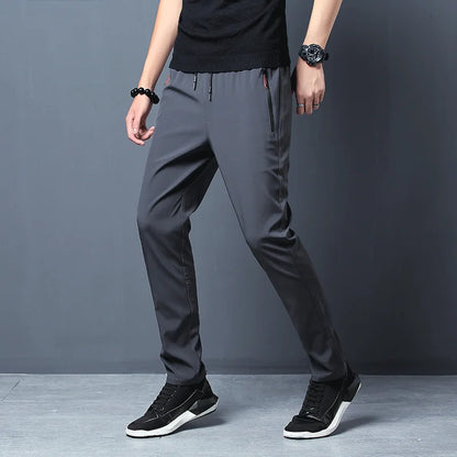 Men's Casual Pants – Straight Slim Fit Elastic Waist Jogger Classic Blue, Black Gray, Plus Size Available