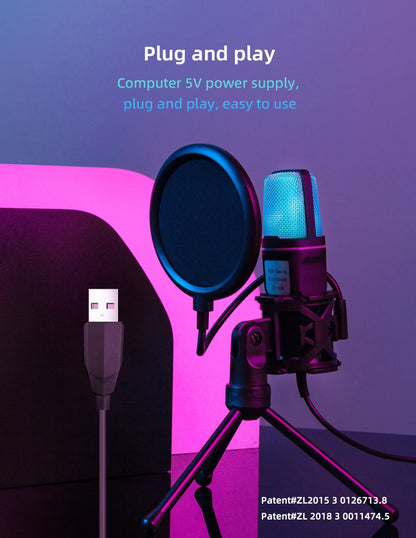 Professional USB Condenser Microphone Kit – Gaming & Podcast Mic for PC/Laptop, Wired Studio Recording Mic for Streaming, Karaoke & Voice Overs.