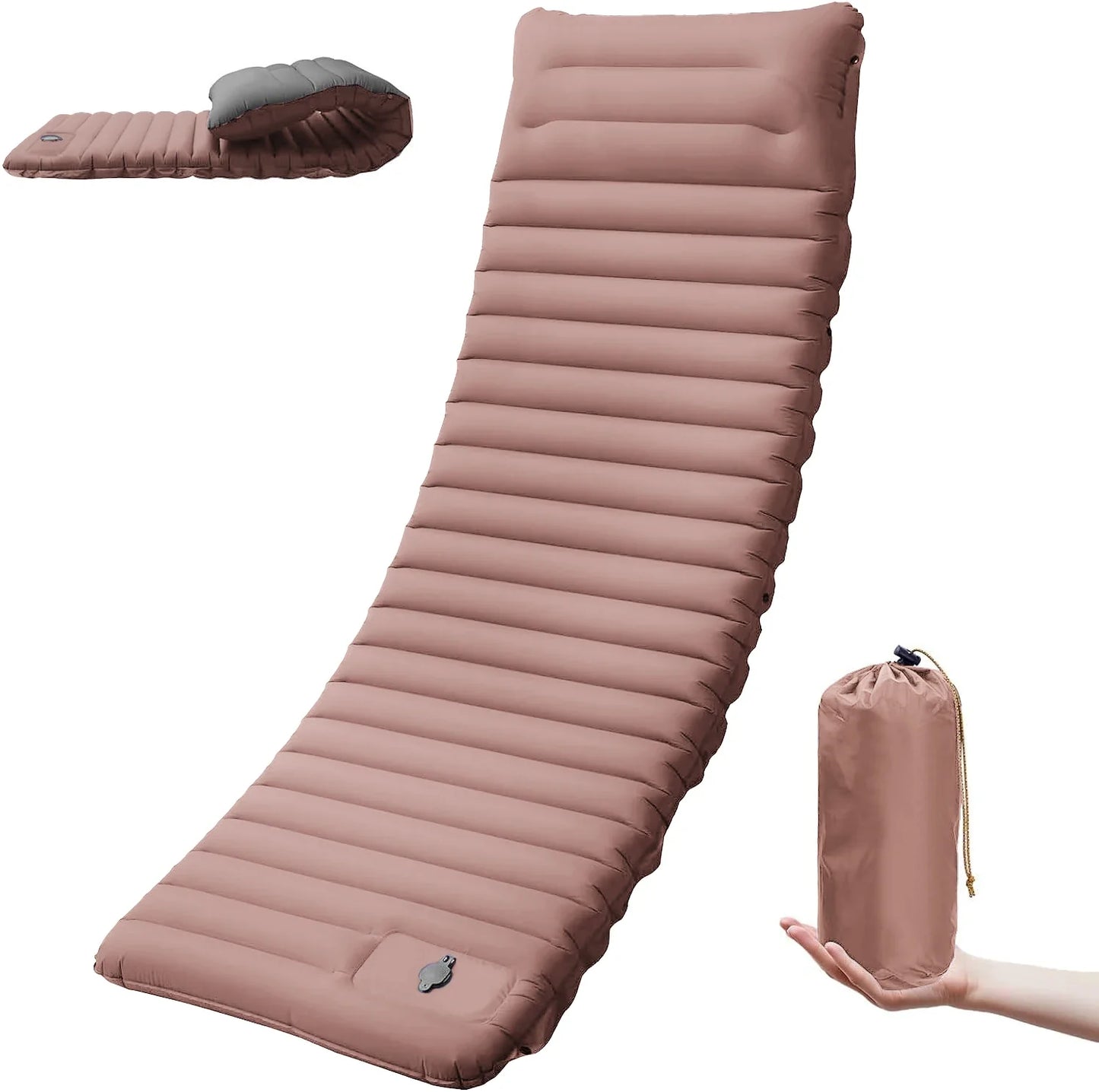 Extra Thick Camping Self-Inflating Sleeping Pad With Built-In Pump