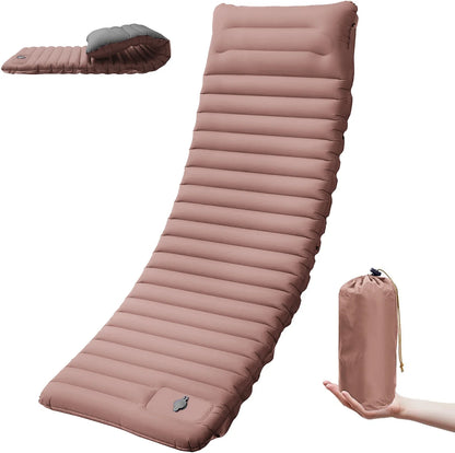 Extra Thick Camping Self-Inflating Sleeping Pad With Built-In Pump