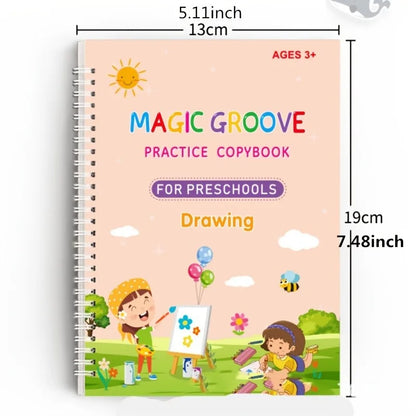 4pcs/set Reusable Children 3D Copybook for Calligraphy Numbers Handwriting Learning Math Book Writing for Kids Toys