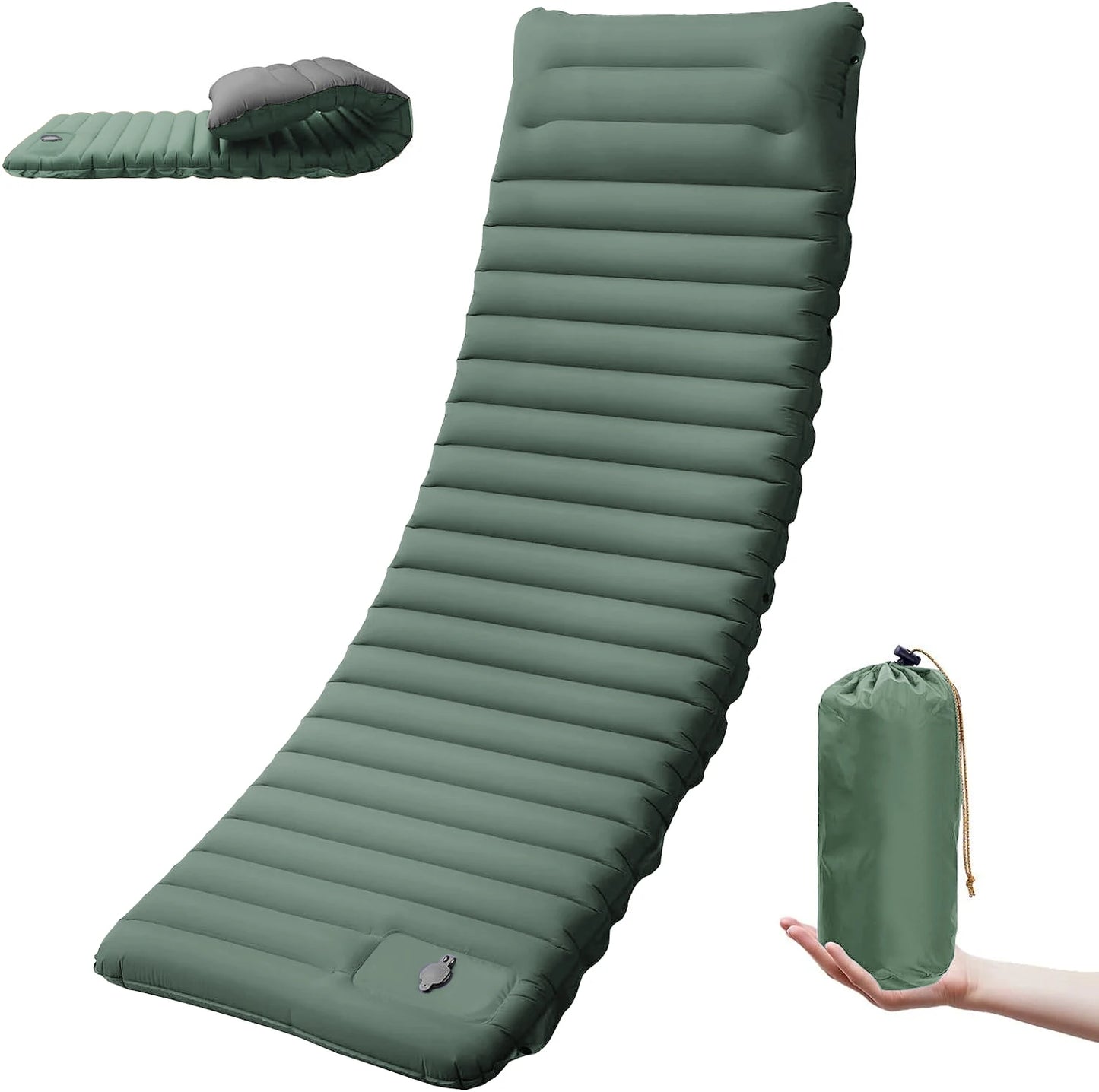 Extra Thick Camping Self-Inflating Sleeping Pad With Built-In Pump