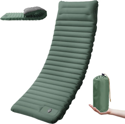 Extra Thick Camping Self-Inflating Sleeping Pad With Built-In Pump