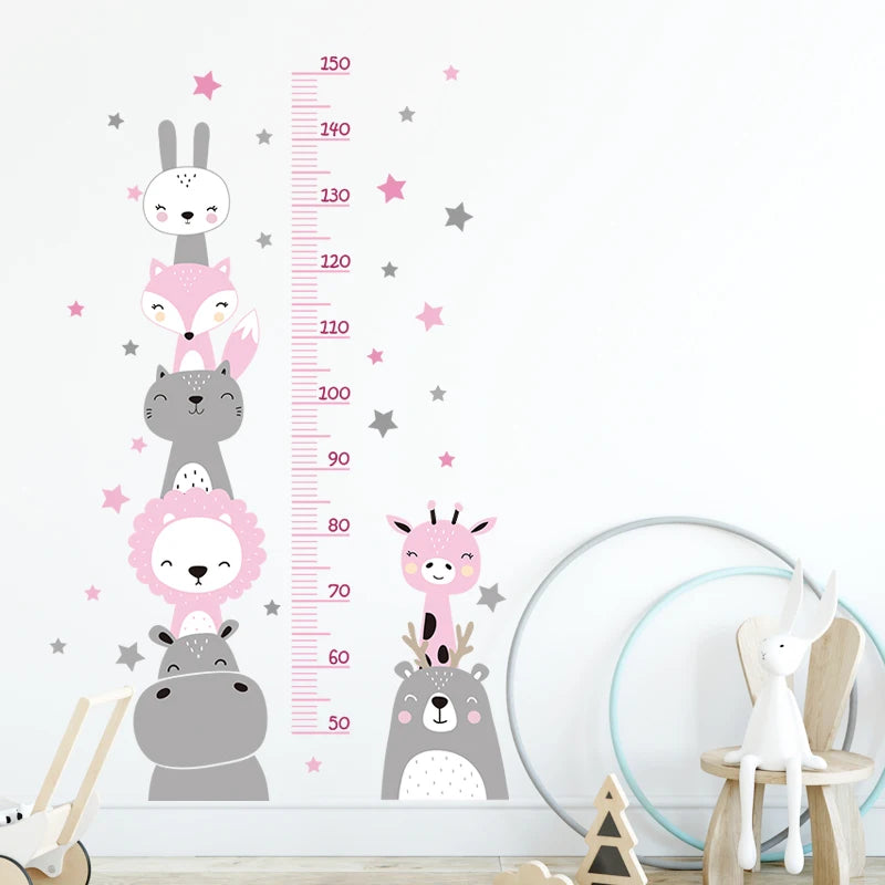 3PC Cartoon Animal Height Ruler Wall Stickers