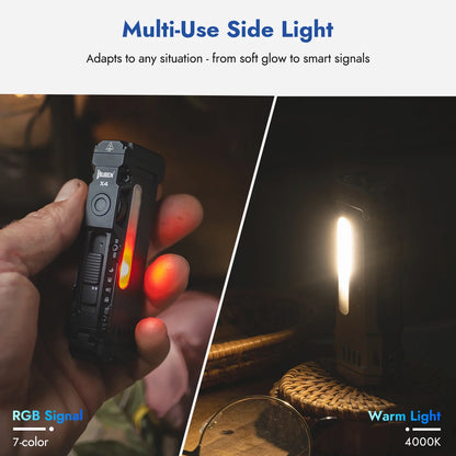 WUBEN X4 EDC Flat Flashlight with RGB Light, 1500 Lumens Mini Flashlight with Tactical Switch and Magnetic,