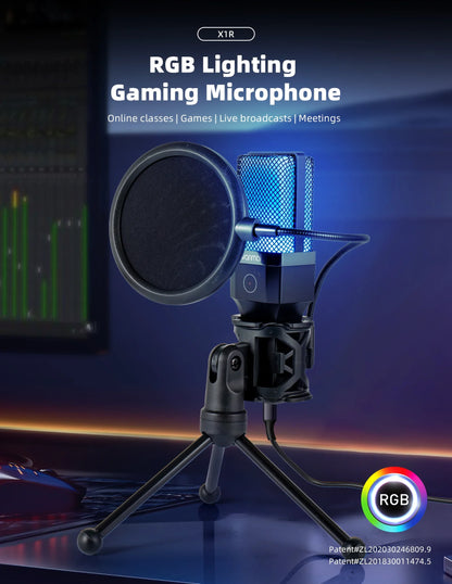 Professional USB Condenser Microphone Kit – Gaming & Podcast Mic for PC/Laptop, Wired Studio Recording Mic for Streaming, Karaoke & Voice Overs.