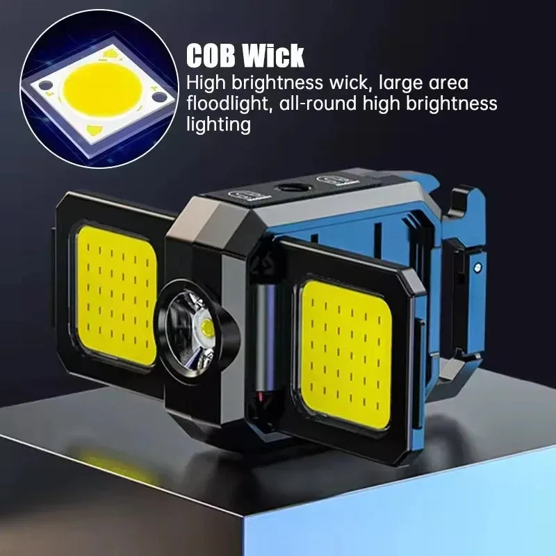 USB Rechargeable Lamp with 90° Foldable Side Lights Super Bright Portable Lanterns