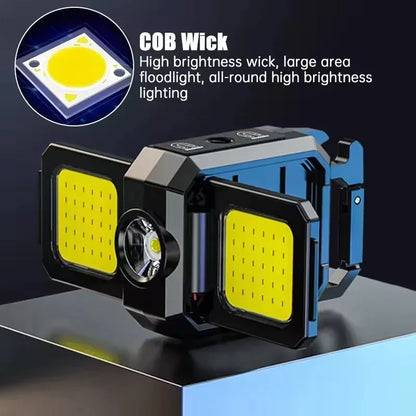 USB Rechargeable Lamp with 90° Foldable Side Lights Super Bright Portable Lanterns