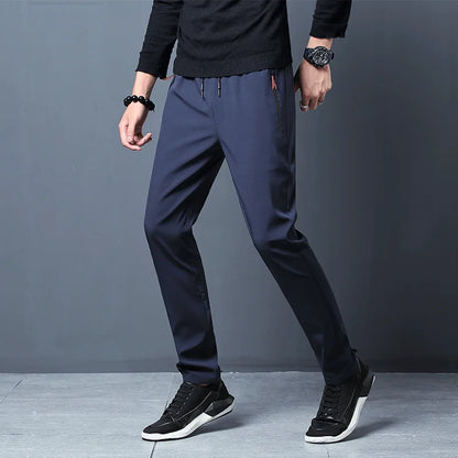 Men's Casual Pants – Straight Slim Fit Elastic Waist Jogger Classic Blue, Black Gray, Plus Size Available