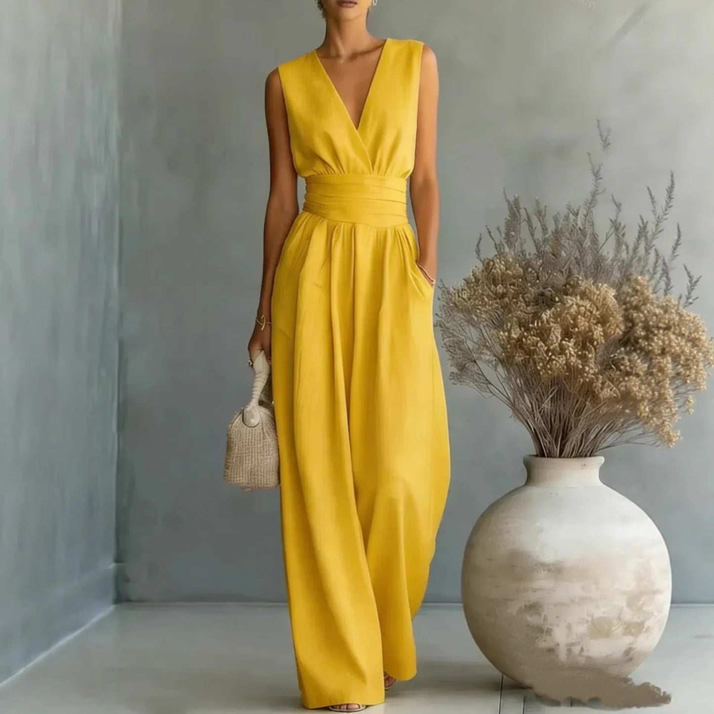 Full Size Sleeveless Wide Leg Jumpsuit Plus Size