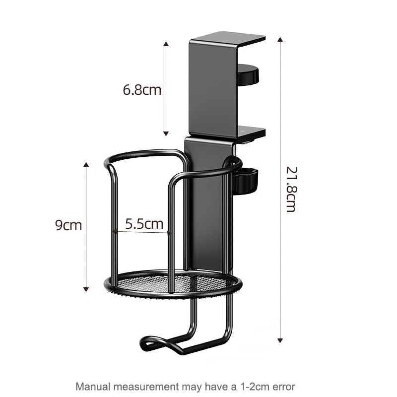 2 in 1 No Drill Desk Cup Holder Adjustable Upgraded Arm Clamp Stand