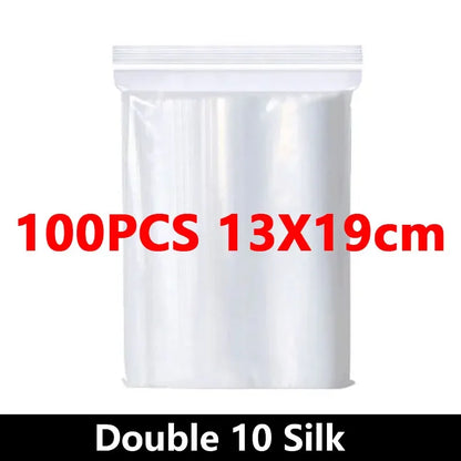 100PCS Thicken Ziplock Sealed Bags – Clear PA+PE Plastic Storage for Jewelry, Food & Packing