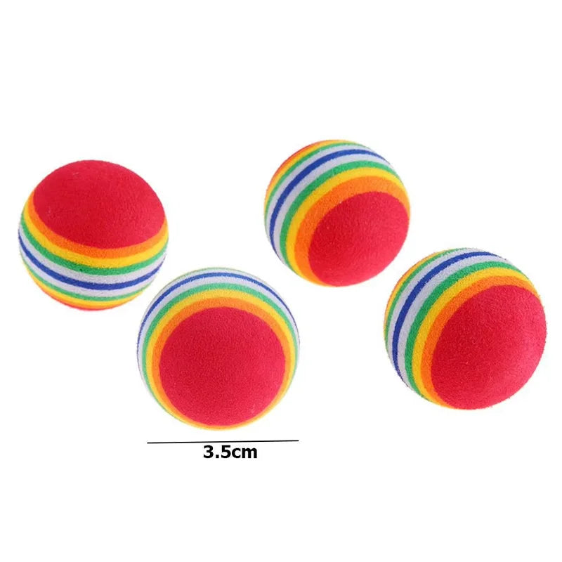 10PCS Rainbow Cat Toys Ball Interactive Cat Pet Toys Supplies