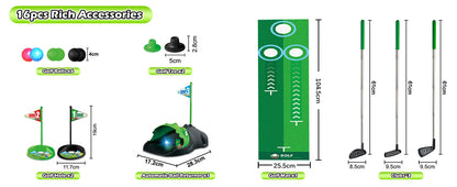 Kids Toy Golf Set Auto Returner, Night Light Mini Golf Game. Indoor, Outdoor Sports
