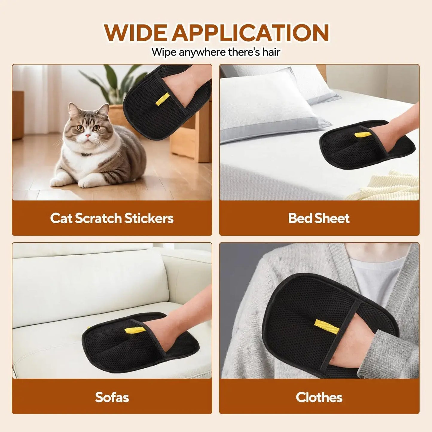 Pet Hair Removal Gloves – Reusable Double-Sided Static Grooming Gloves for Cats & Dogs