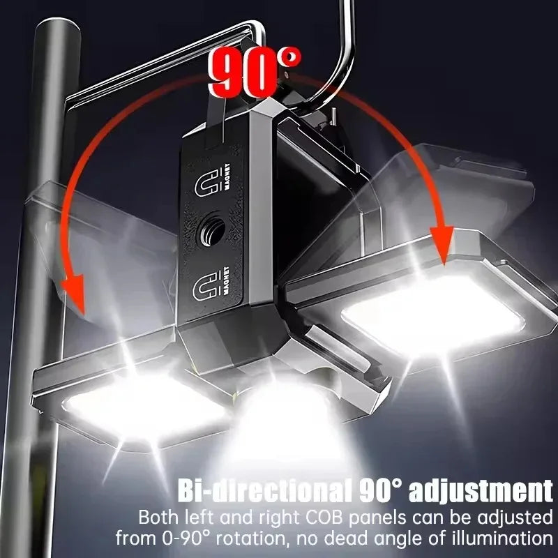 USB Rechargeable Lamp with 90° Foldable Side Lights Super Bright Portable Lanterns