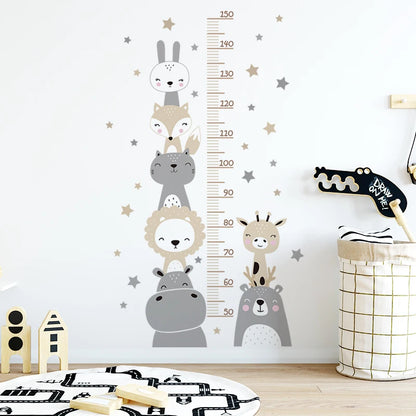3PC Cartoon Animal Height Ruler Wall Stickers