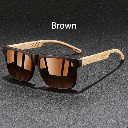 Retro Square Mirror Sunglasses – UV400 Unisex Wood Accent Shades