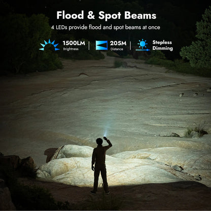 WUBEN X4 EDC Flat Flashlight with RGB Light, 1500 Lumens Mini Flashlight with Tactical Switch and Magnetic,