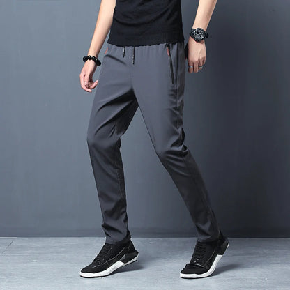 Men's Casual Pants – Straight Slim Fit Elastic Waist Jogger Classic Blue, Black Gray, Plus Size Available