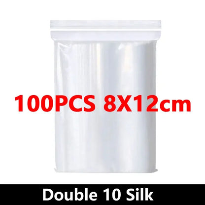100PCS Thicken Ziplock Sealed Bags – Clear PA+PE Plastic Storage for Jewelry, Food & Packing