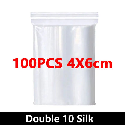 100PCS Thicken Ziplock Sealed Bags – Clear PA+PE Plastic Storage for Jewelry, Food & Packing