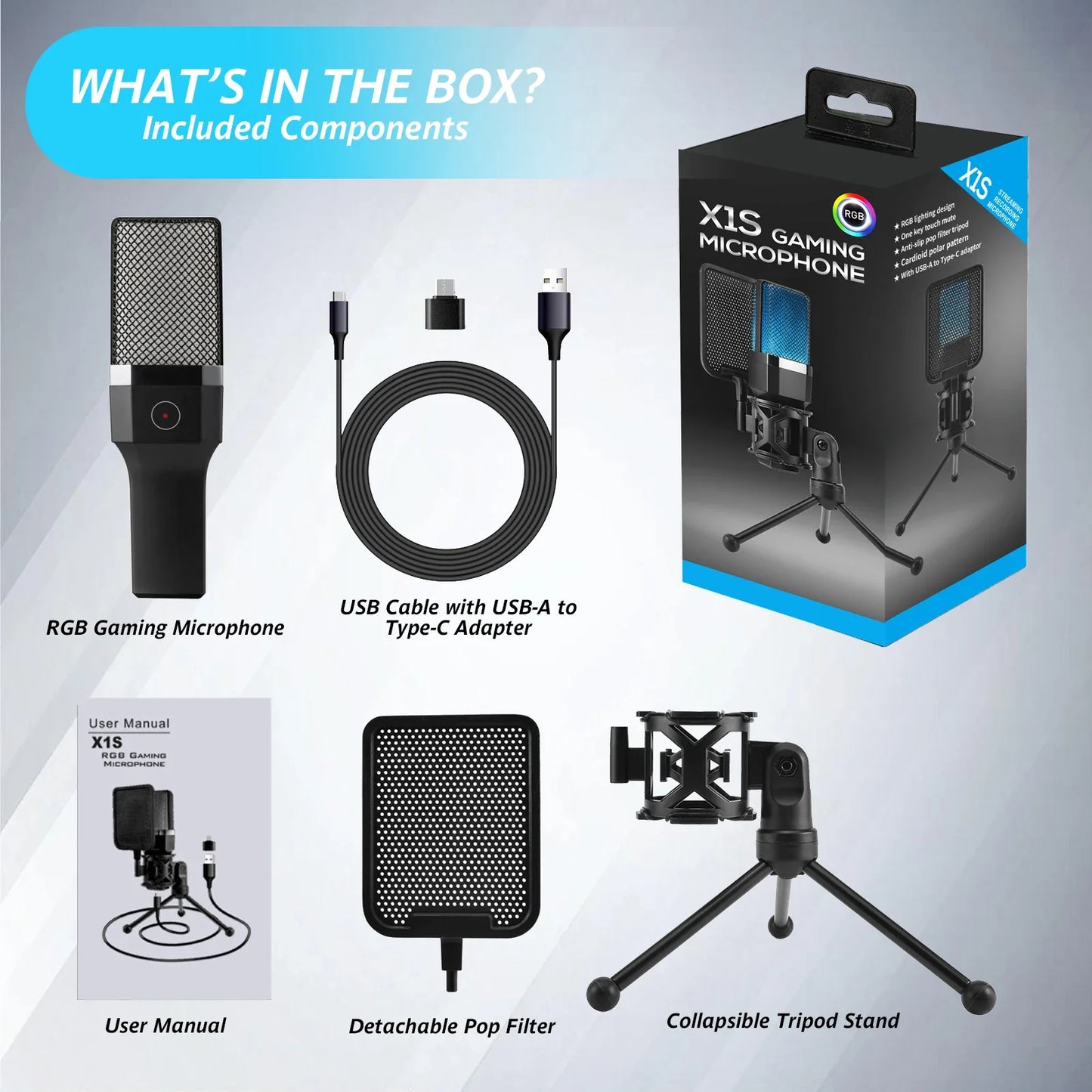 Professional USB Condenser Microphone Kit – Gaming & Podcast Mic for PC/Laptop, Wired Studio Recording Mic for Streaming, Karaoke & Voice Overs.