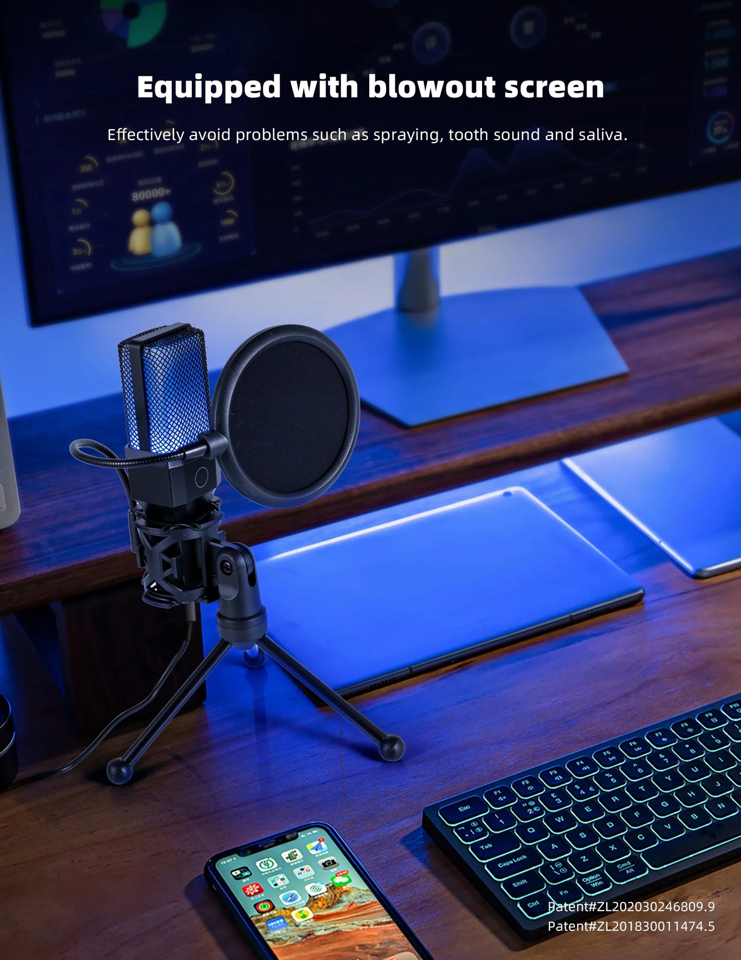 Professional USB Condenser Microphone Kit – Gaming & Podcast Mic for PC/Laptop, Wired Studio Recording Mic for Streaming, Karaoke & Voice Overs.