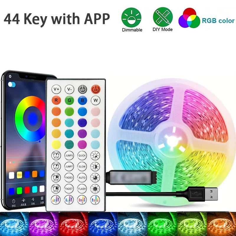 RGB LED Strip Lights APP Control Flexible Room Bedroom Light