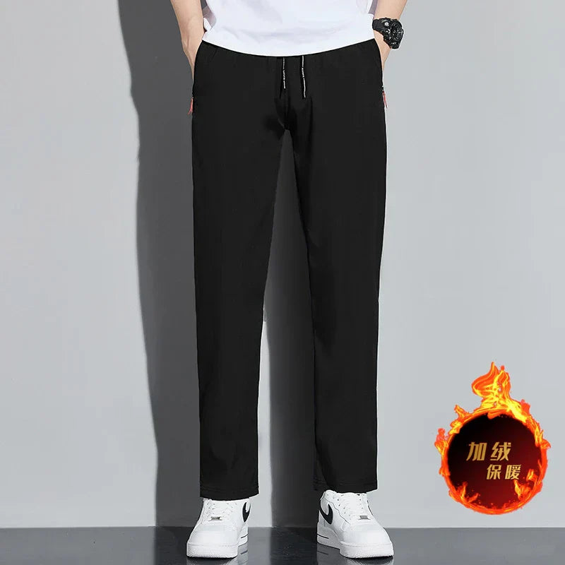 Men's Casual Pants – Straight Slim Fit Elastic Waist Jogger Classic Blue, Black Gray, Plus Size Available