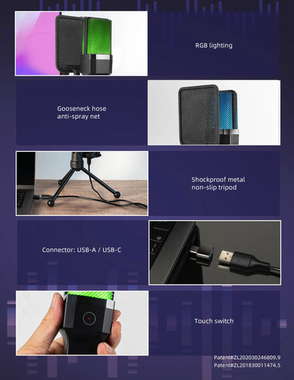 Professional USB Condenser Microphone Kit – Gaming & Podcast Mic for PC/Laptop, Wired Studio Recording Mic for Streaming, Karaoke & Voice Overs.