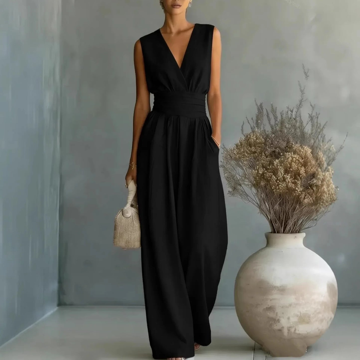 Full Size Sleeveless Wide Leg Jumpsuit Plus Size