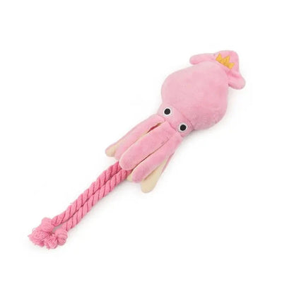 Cute Octopus Dog Chew Toy – Pink Plush Squeaky Rope Toy for Puppies & Small Dogs