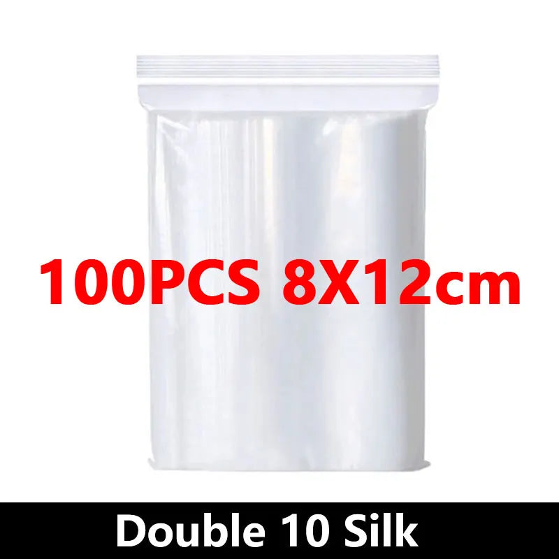 100PCS Thicken Ziplock Sealed Bags – Clear PA+PE Plastic Storage for Jewelry, Food & Packing
