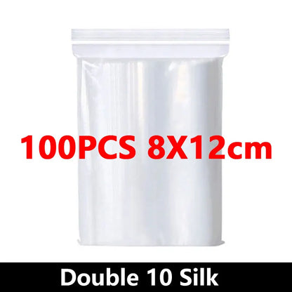 100PCS Thicken Ziplock Sealed Bags – Clear PA+PE Plastic Storage for Jewelry, Food & Packing