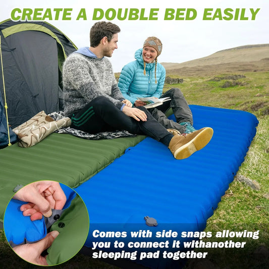 Extra Thick Camping Self-Inflating Sleeping Pad With Built-In Pump