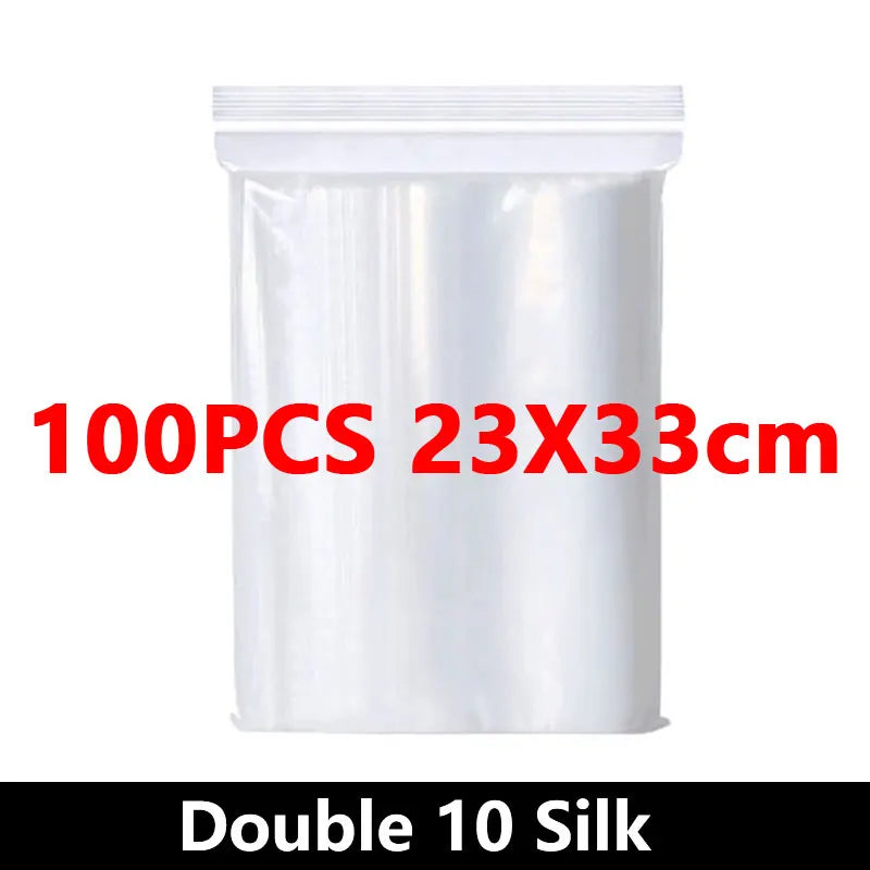 100PCS Thicken Ziplock Sealed Bags – Clear PA+PE Plastic Storage for Jewelry, Food & Packing