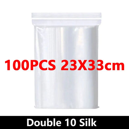 100PCS Thicken Ziplock Sealed Bags – Clear PA+PE Plastic Storage for Jewelry, Food & Packing