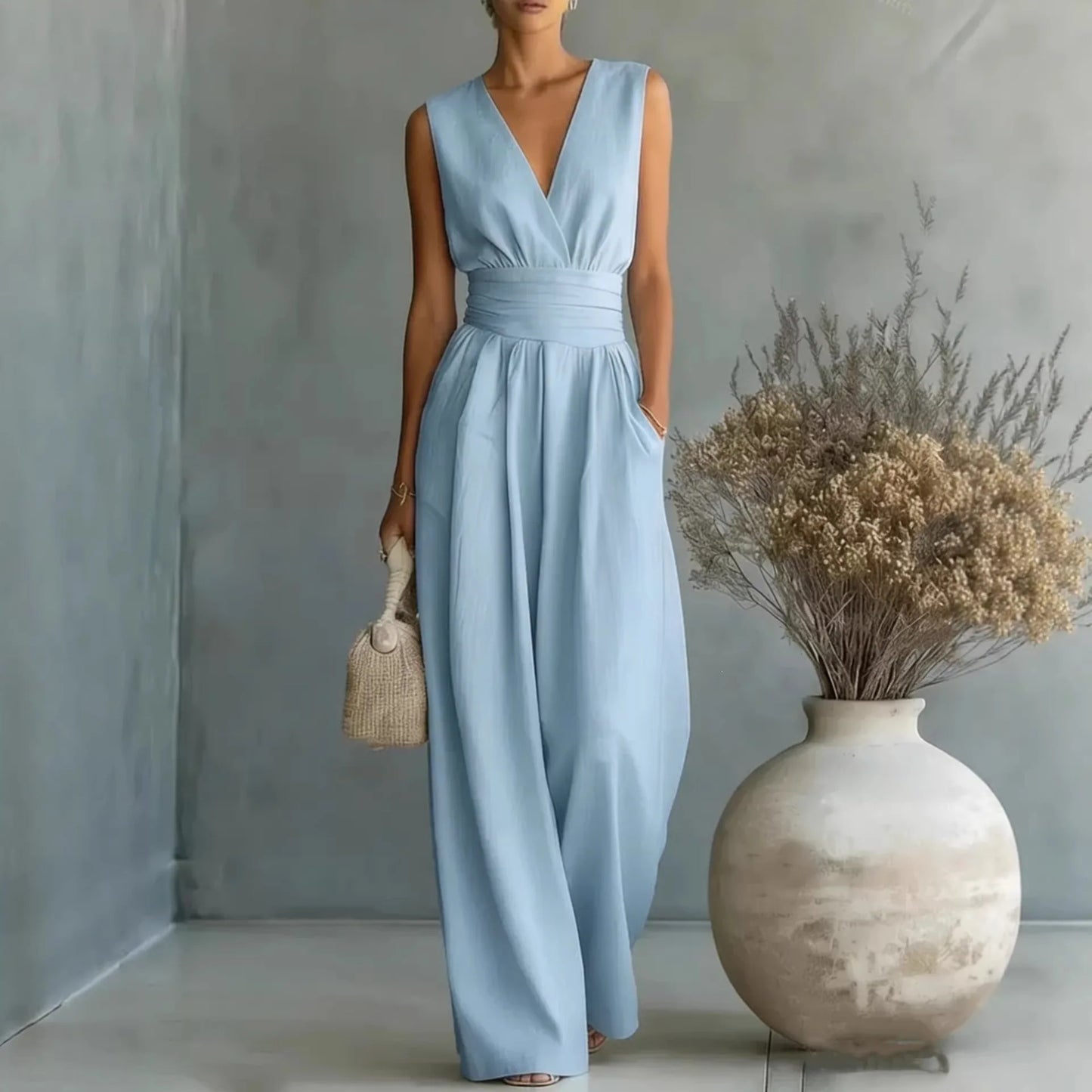 Full Size Sleeveless Wide Leg Jumpsuit Plus Size
